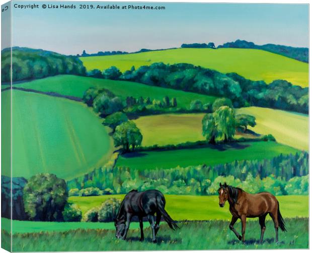 Summer Grazing: Triptych (central) Canvas Print by Lisa Hands