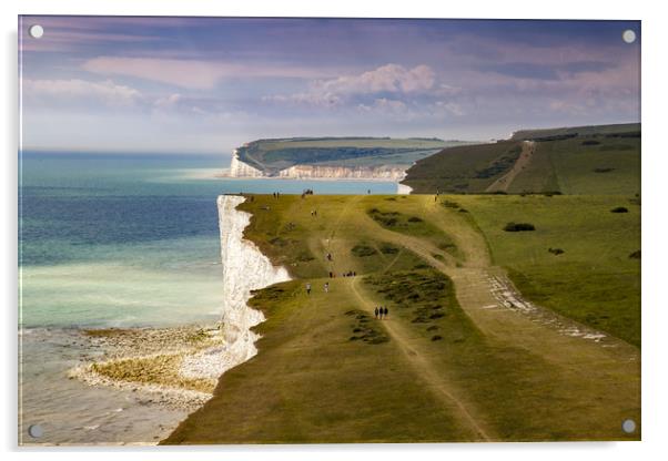 Rolling hills and white cliffs of South Downs Acrylic by Steve Mantell
