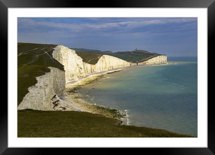 White chalk cliffs shoreline of East Sussex Framed Mounted Print by Steve Mantell