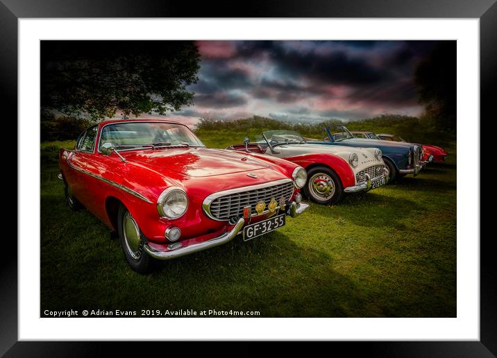 Volvo P1800 Classic Car Framed Mounted Print by Adrian Evans