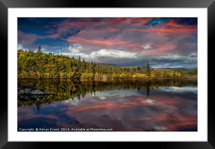 Lake Bodgynydd Sunset Framed Mounted Print by Adrian Evans