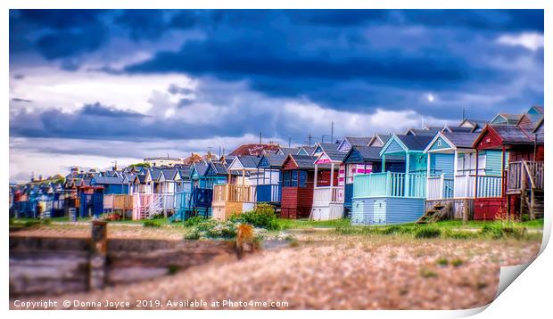 Beach huts at Tankerton slopes near Whitstable Print by Donna Joyce