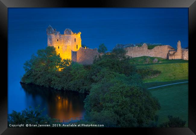 Urquhart Castle Evening Framed Print by Brian Jannsen