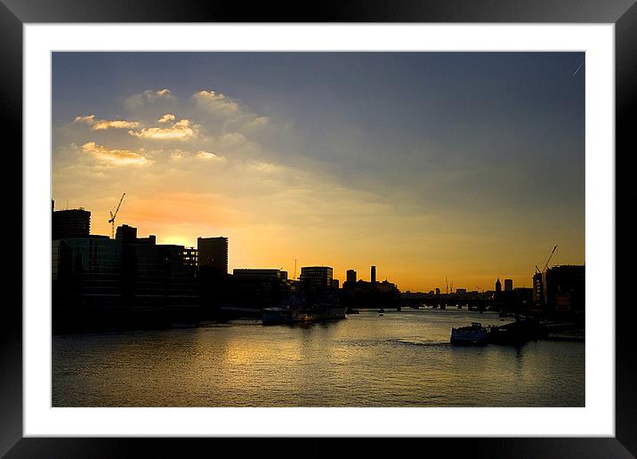 Sunset on the River Thames Framed Mounted Print by Brian Beckett