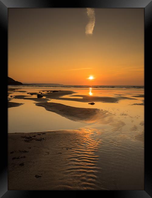 Westward Ho beach sunset Framed Print by Tony Twyman