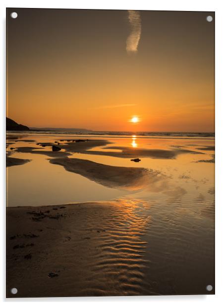 Westward Ho beach sunset Acrylic by Tony Twyman