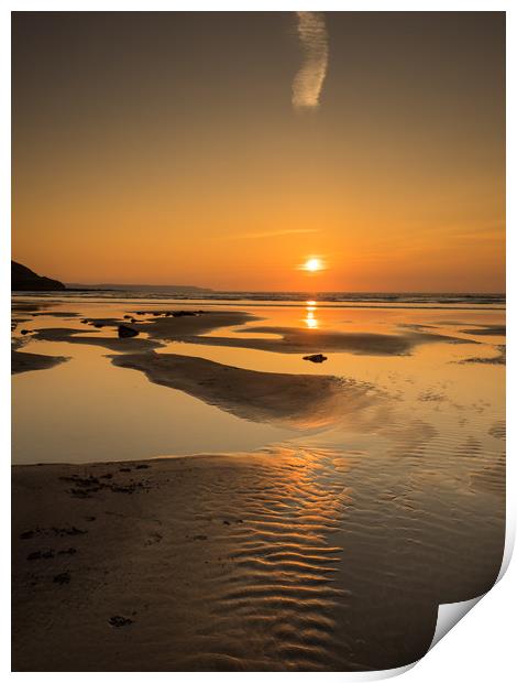 Westward Ho beach sunset Print by Tony Twyman