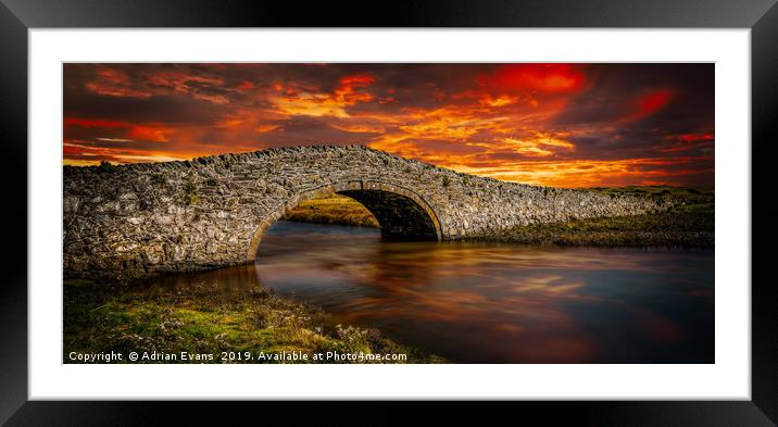 Aberffraw Bridge Sunset Framed Mounted Print by Adrian Evans