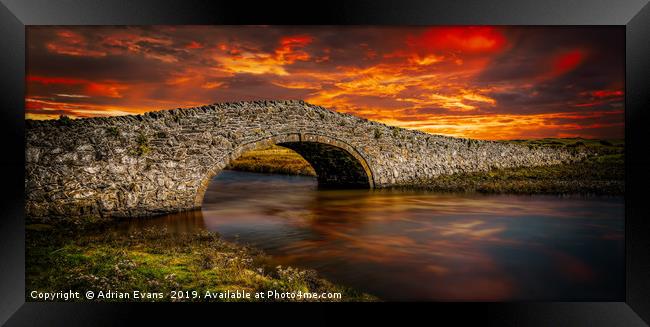 Aberffraw Bridge Sunset Framed Print by Adrian Evans