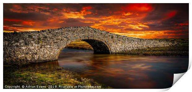 Aberffraw Bridge Sunset Print by Adrian Evans