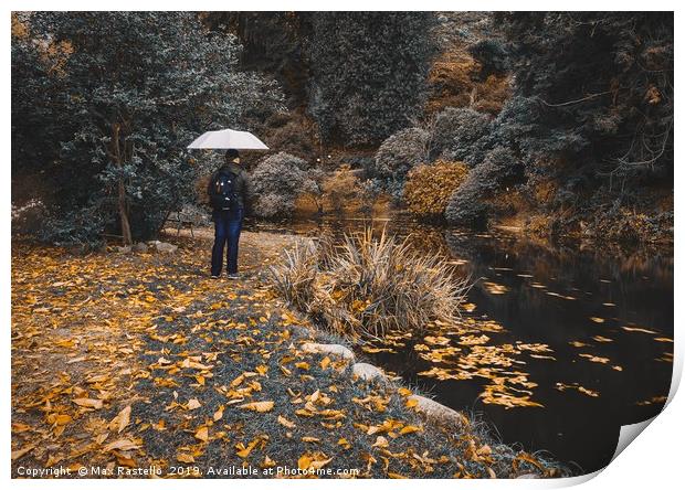 Rain man in the autumn Print by Max Rastello