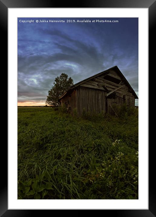 Round Clouds Over An Old Barn House Framed Mounted Print by Jukka Heinovirta