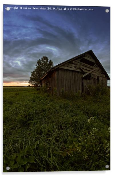 Round Clouds Over An Old Barn House Acrylic by Jukka Heinovirta