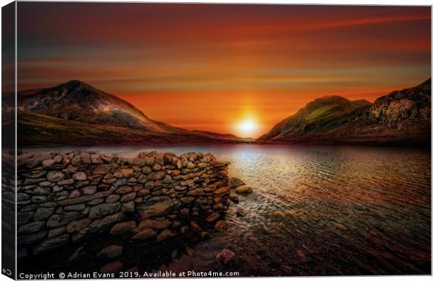 Idwal Lake Sunset Canvas Print by Adrian Evans