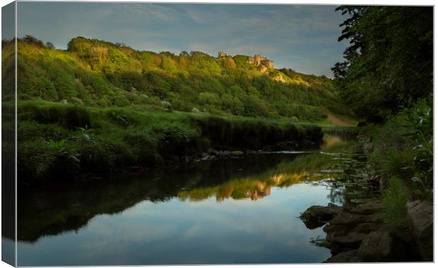 Reflections of Pennard Castle Canvas Print by Leighton Collins