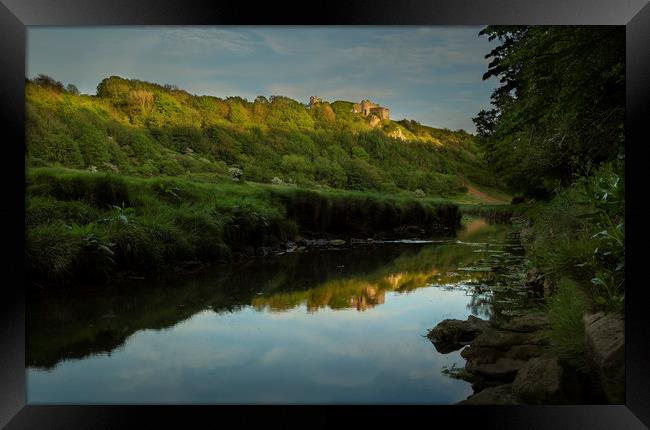 Reflections of Pennard Castle Framed Print by Leighton Collins