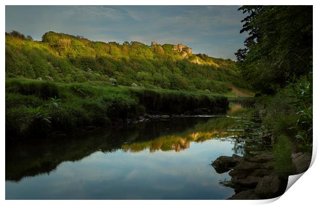 Reflections of Pennard Castle Print by Leighton Collins