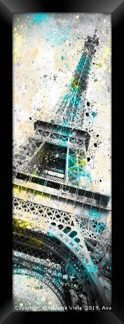 Modern Art Eiffel Tower Splashes | Panorama Framed Print by Melanie Viola