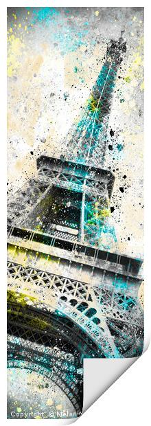 Modern Art Eiffel Tower Splashes | Panorama Print by Melanie Viola