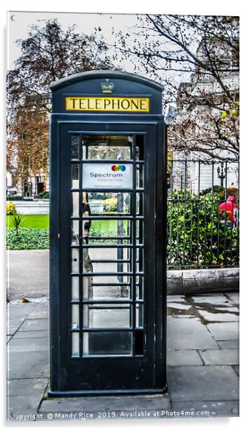 Black phone box in London Acrylic by Mandy Rice