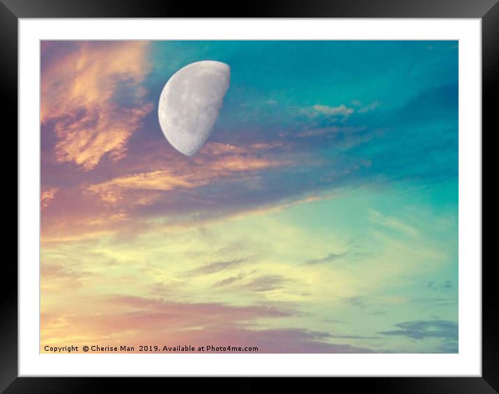 Macro half moon pastel sky Framed Mounted Print by Cherise Man