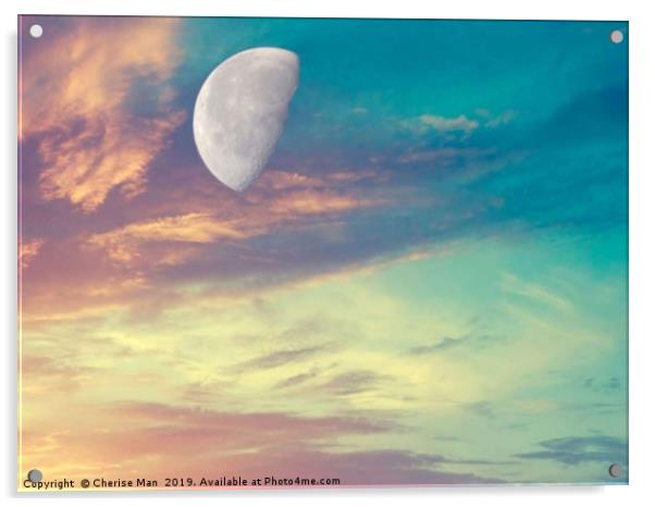 Macro half moon pastel sky Acrylic by Cherise Man