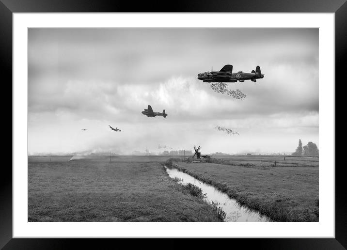 Operation Manna Lancasters B&W version Framed Mounted Print by Gary Eason
