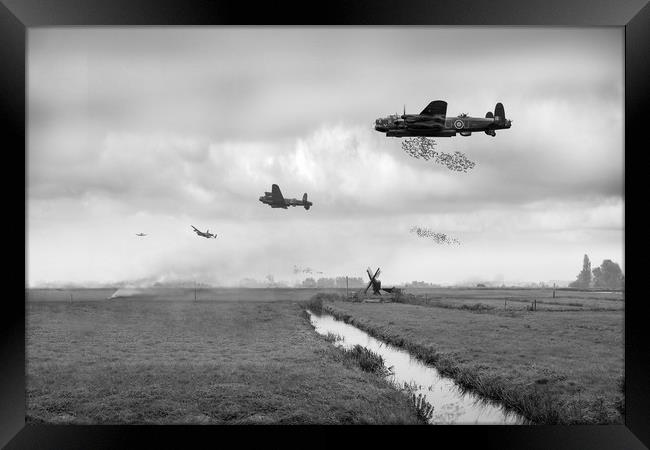 Operation Manna Lancasters B&W version Framed Print by Gary Eason