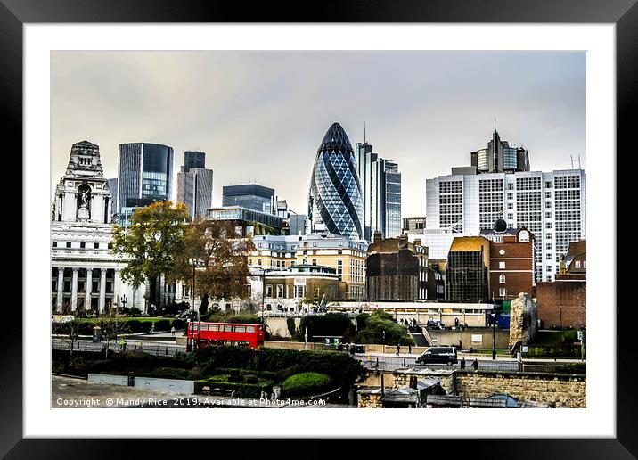 London view from Tower of London Framed Mounted Print by Mandy Rice