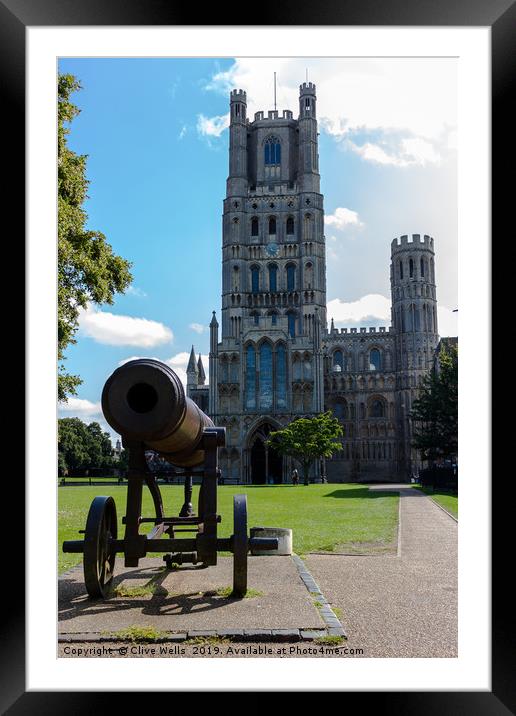 Cannon andCathedral seen in Ely, Cambridgeshire  Framed Mounted Print by Clive Wells