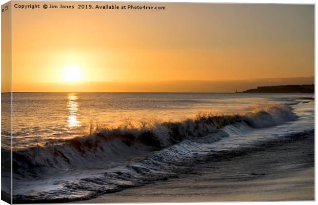 Sunrise over the North Sea at Tynemouth Canvas Print by Jim Jones