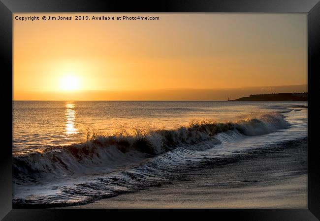Sunrise over the North Sea at Tynemouth Framed Print by Jim Jones