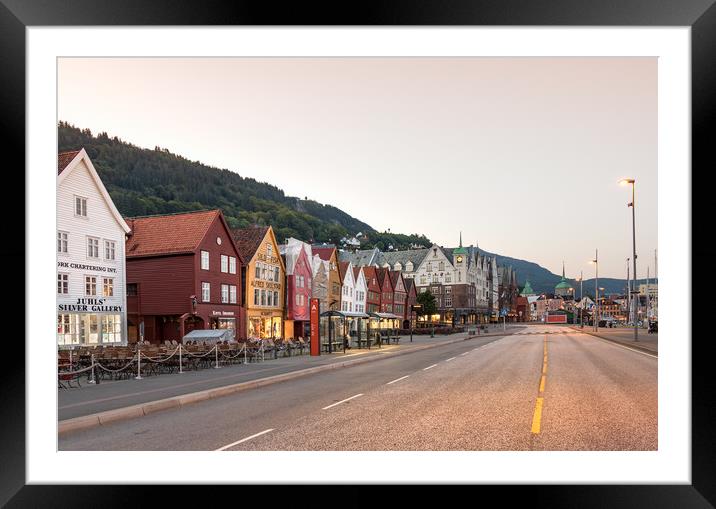 The Bryggen Hanseatic Wharf of Bergen waterfront. Framed Mounted Print by RUBEN RAMOS