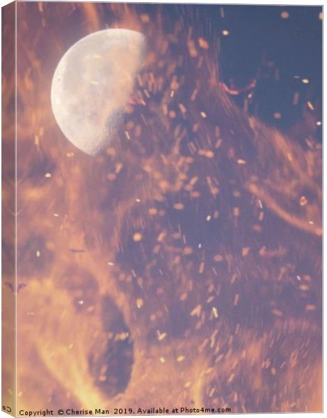 Macro half moon in flames Canvas Print by Cherise Man