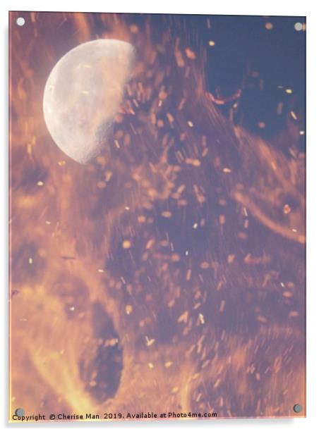Macro half moon in flames Acrylic by Cherise Man