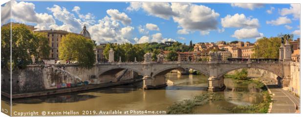 Ponte Vittorio Emanuele II, Rome, Italy Canvas Print by Kevin Hellon