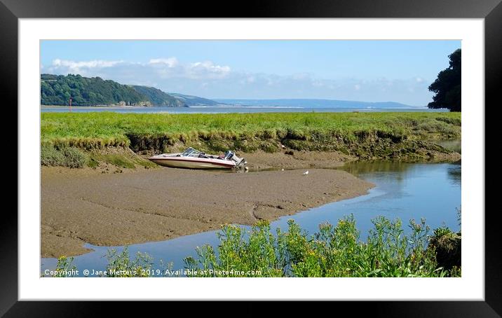 Low Tide at Laugharne Framed Mounted Print by Jane Metters