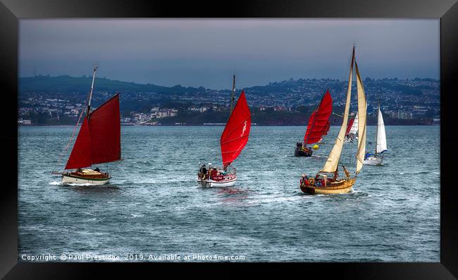 Yachts at the start of the Heritage Sailing Race Framed Print by Paul F Prestidge