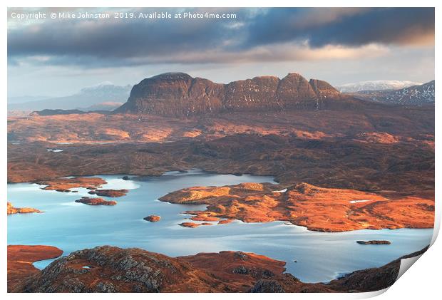 Suilven from Stac Pollaidh at sunrise Print by Mike Johnston