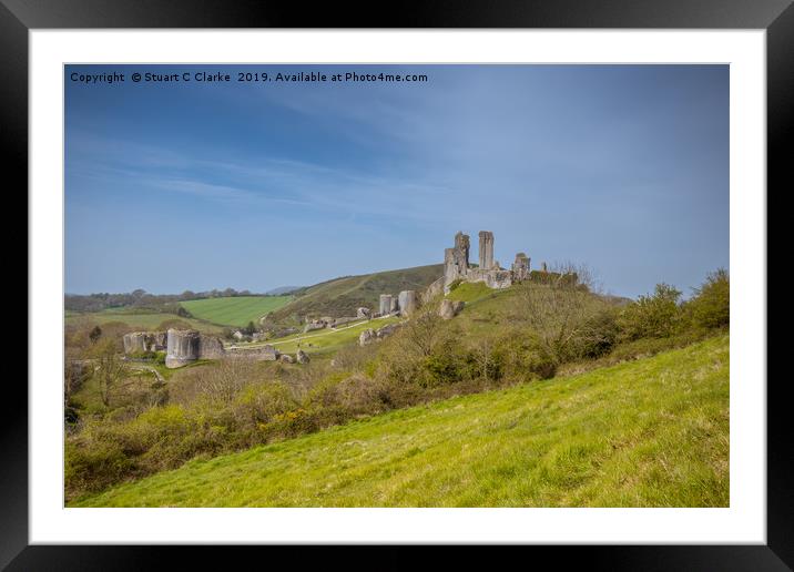 Corfe Castle Framed Mounted Print by Stuart C Clarke