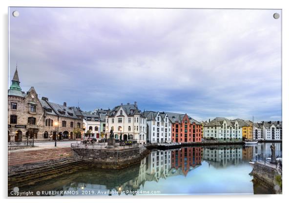 Art Nouveau buildings in Alesund, Norway. Acrylic by RUBEN RAMOS