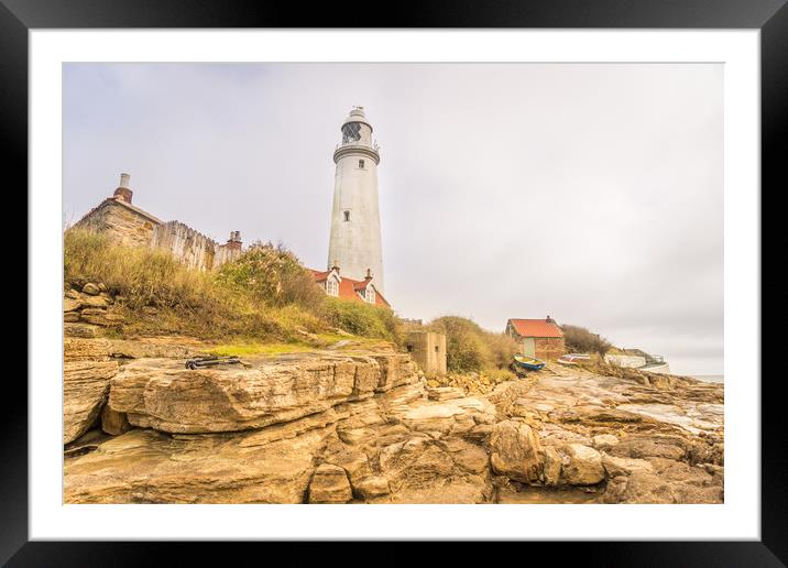A different view of St Mary's lighthouse Framed Mounted Print by Naylor's Photography