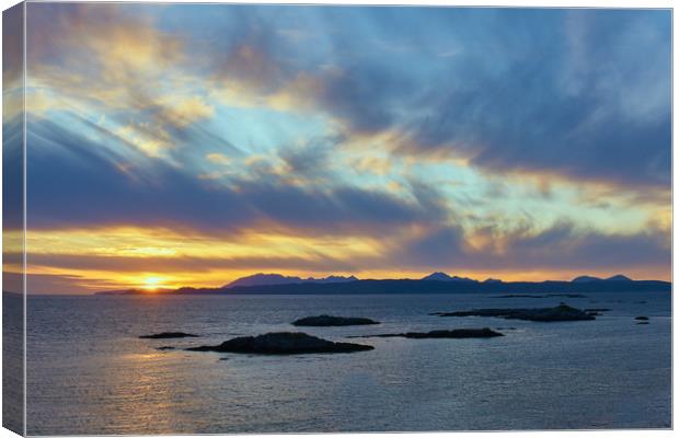 Sunset, Skye, Point of Sleat, Cirrus clouds Canvas Print by Hugh McKean