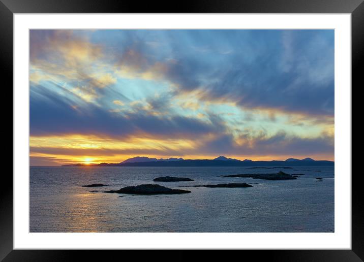 Sunset, Skye, Point of Sleat, Cirrus clouds Framed Mounted Print by Hugh McKean