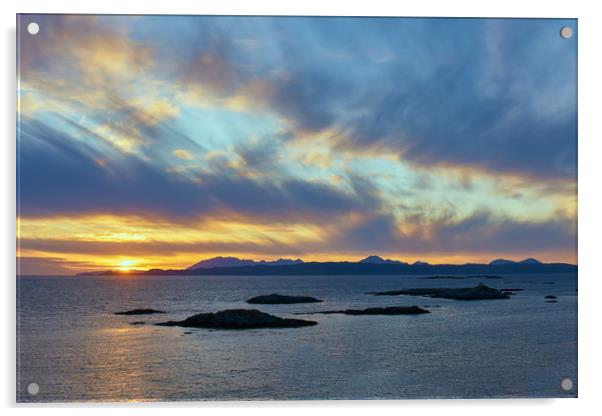 Sunset, Skye, Point of Sleat, Cirrus clouds Acrylic by Hugh McKean