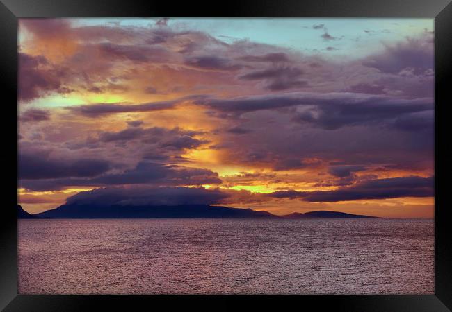 Sunset, Storm Clouds, Inner Hebrides Framed Print by Hugh McKean