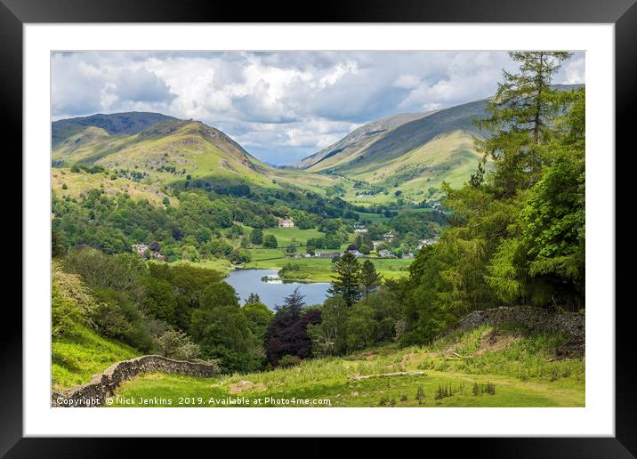 Dunmail Raise with Grasmere in the Middle Ground  Framed Mounted Print by Nick Jenkins