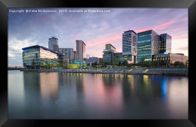 Sunset at Media City, Salford Quays Framed Print by Katie McGuinness