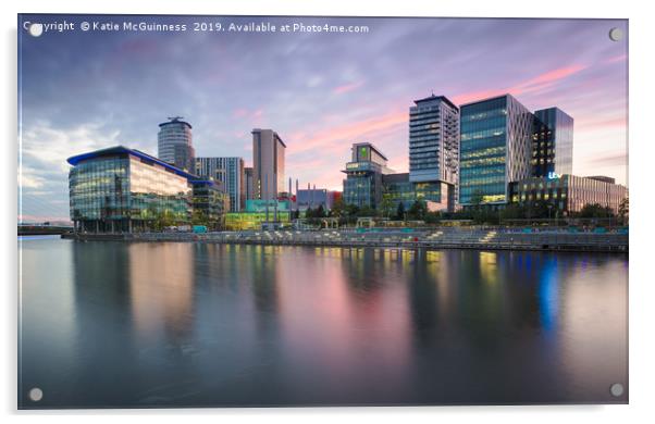 Sunset at Media City, Salford Quays Acrylic by Katie McGuinness