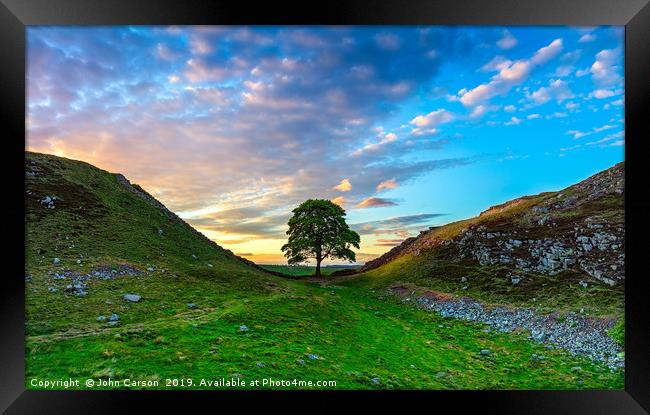 The Iconic Sycamore Gap Framed Print by John Carson